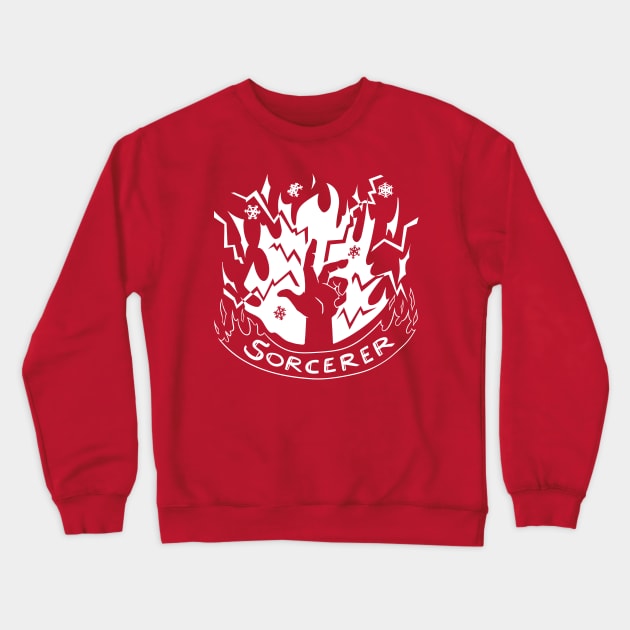 Sorcerer Class - White Design Crewneck Sweatshirt by CliffeArts